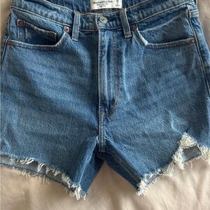 Abercrombie & Fitch Women's Distressed Blue Jean Shorts